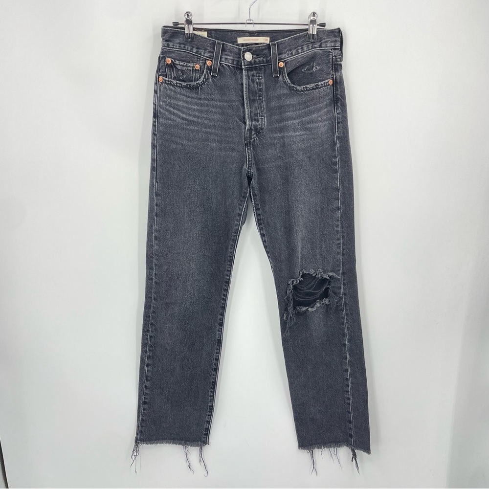 Levi’s‎ Wedgie Straight Fit Jeans Tango Fray Size 26 34964-0146 black gray